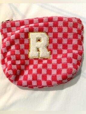 Pink Checkered Kids Coin Purse with Number Patch